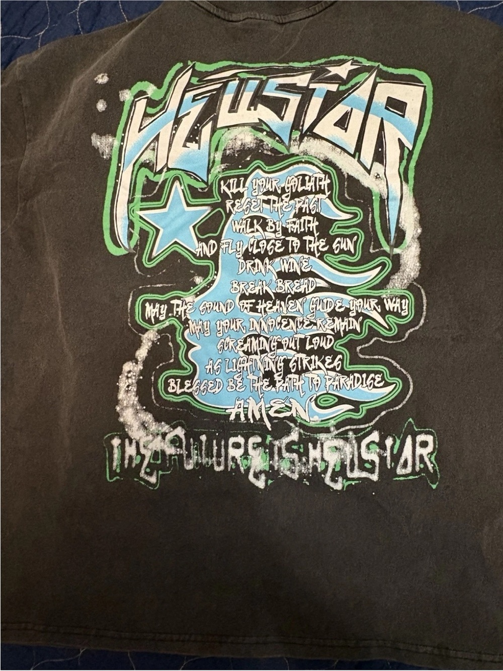 Hellstar Graphic Tee in Black with Green & Blue Print